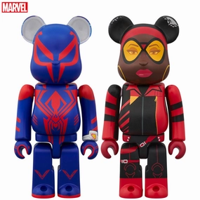 BE@RBRICK "Spider-Man: Across the Spider-Verse" Spider-Man 2099 & Spider-Woman 2 Set International Brand PVC Merchandise