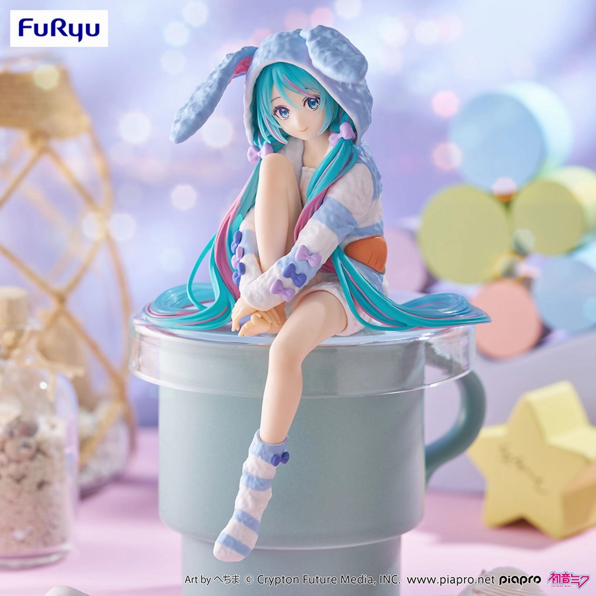Superhero Article Vocaloid Hatsune Miku Noodle Stopper Figure Rabbit Ear Hood Pajama Blue Color ver.