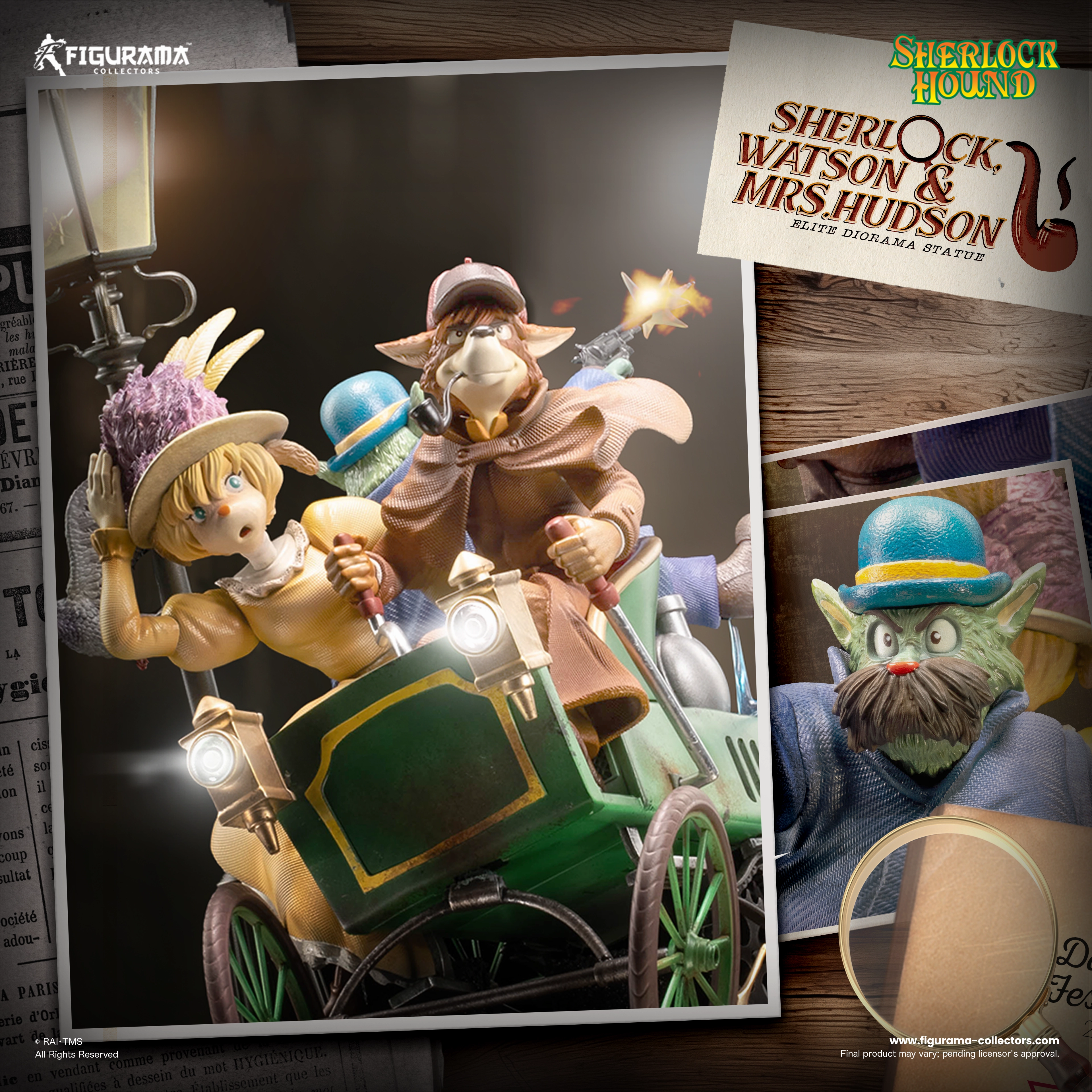 Sherlock Hound: Sherlock, Watson and Mrs. Hudson Elite Diorama Statue Social media